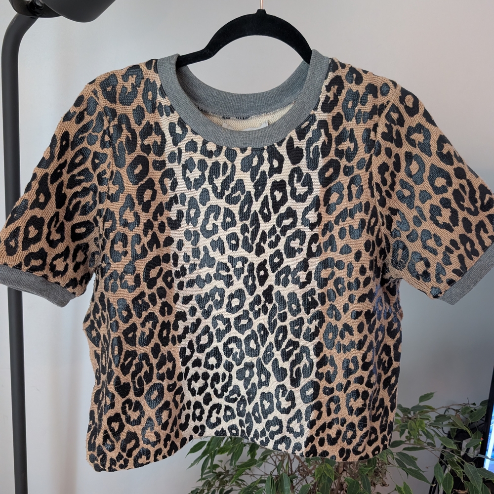 Elizabeth and James Leopard Print Short Sleeve Knitted Tee